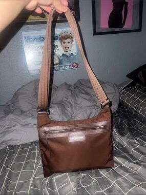 Longchamp Brown Nylon Crossbody Shoulder Bag